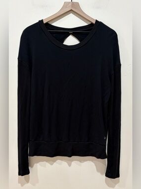 Alo Yoga Black Gather Long Sleeve Open Back Sweatshirt - Women’s Size Small